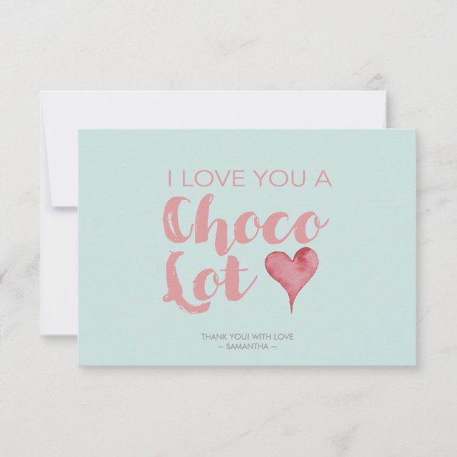 Grönten Cute Chocolate Pun Typography Tack Kort (Framsida)