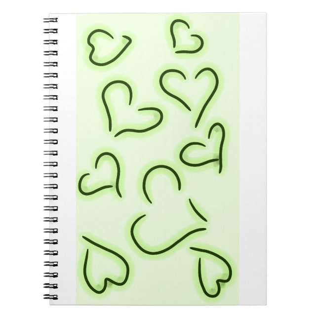 Grönten Cute Hearts Anteckningsbok (Framsidan)