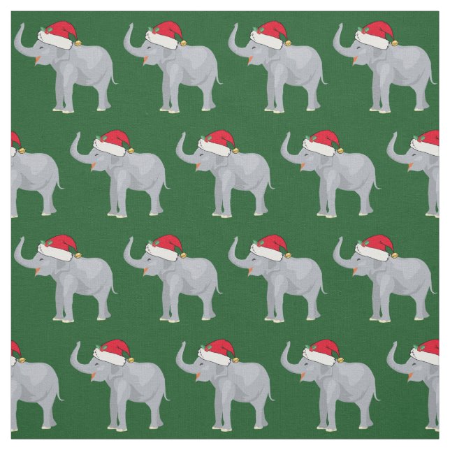 Grönten Cute jul Elephant Jultomten Tyg (Provkarta)