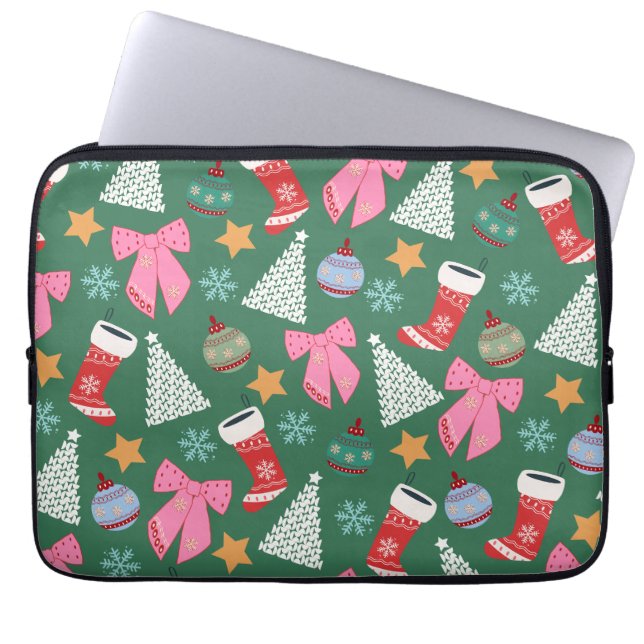 Grönten Cute Jul Laptop Fodral (Framsidan)