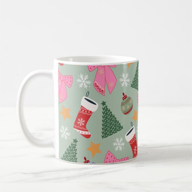 Grönten Cute jul Mint Kaffemugg (Vänster)