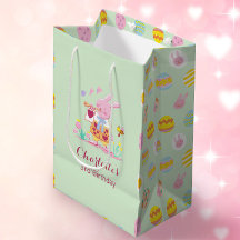 Grönten Cute Rosa Bunny Egg Mönster Barns födelsed