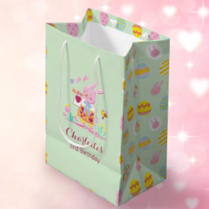 Grönten Cute Rosa Bunny Egg Mönster Barns födelsed