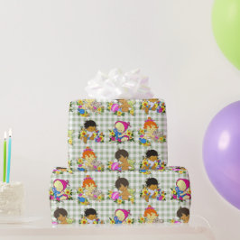 Grönten Cute Spädbarn Retro Colorful Sage är utlag Presentpapper