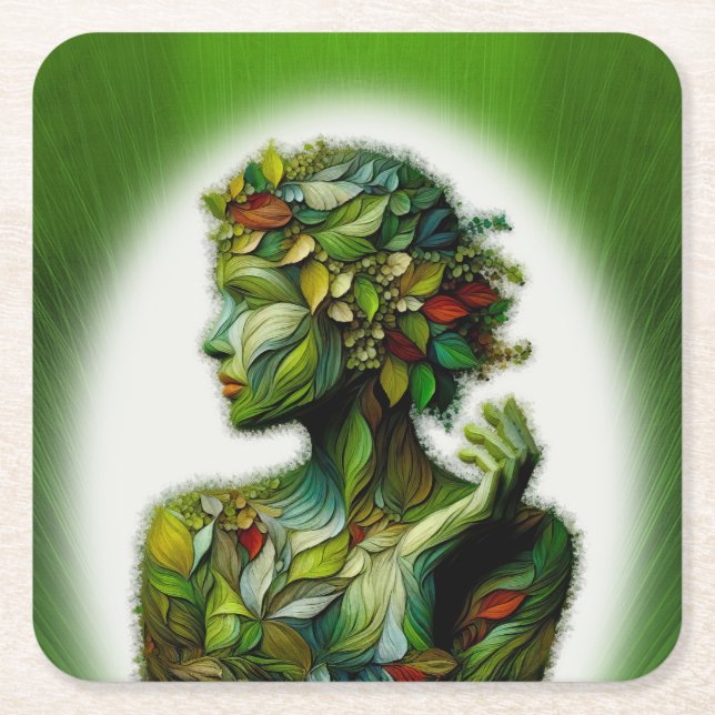 Grönten Dam Underlägg Papper Kvadrat (Framsidan)
