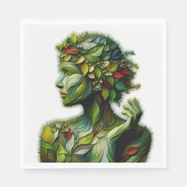 Grönten Dam - vit bakgrund Pappersservett (Framsidan)