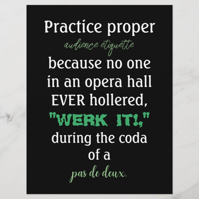Grönten Dance Parents Audience Etiquette Reklamblad (Framsidan)
