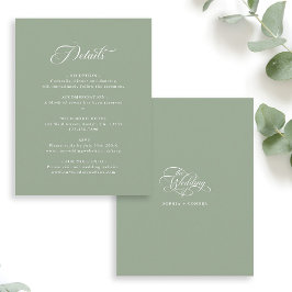 Grönten Delikat Elegant bröllop Details Sage Tilläggskort