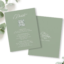 Grönten Delikat Elegant bröllop Details Sage Tilläggskort