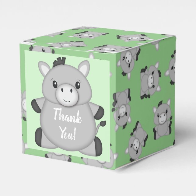 Grönten Donkey Baby Shower Presentaskar (Framsidan Sidan)