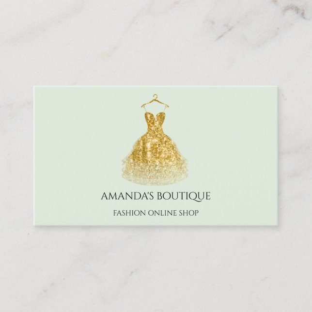 Grönten Dress Logotyp Mode Boutique Event Guld Min Visitkort (Framsida)