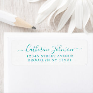 Grönten elegant Girly Script Calligraphy Teal Returadress Etikett
