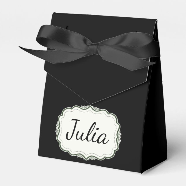 Grönten elegant - Höst - Scalloped Black Favor Box Presentaskar (Framsidan Sidan)