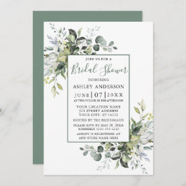 Grönten elegant Watercolor Greenery Shower Sage Inbjudningar