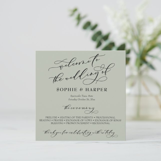 Grönten Enkel Elegant, kalligrafi, typografi - sid Program (Stående Fram)