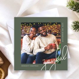 Grönten Enkel julpricka Glatt skript Foto Julkort