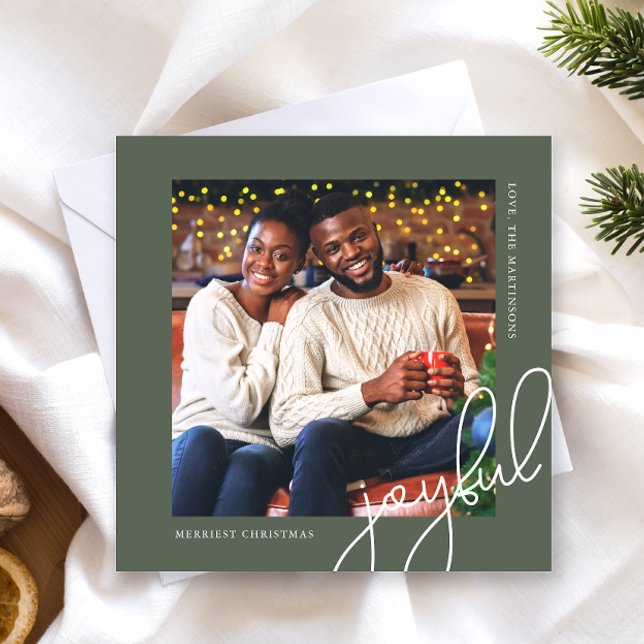 Grönten Enkel julpricka Glatt skript Foto Julkort (Skapare uppladdad)