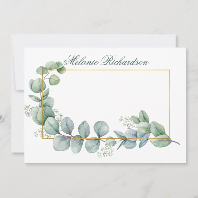 Grönten  Eucalyptus Löv Greenery Guld Anteckningskort (Framsida)