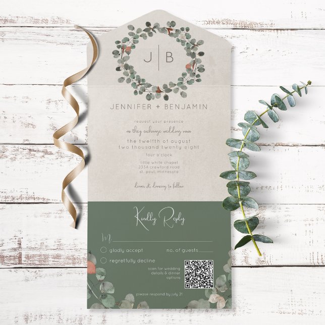 Grönten Eucalyptus Modern QR-kod för rost- och Mör (Skapare uppladdad)