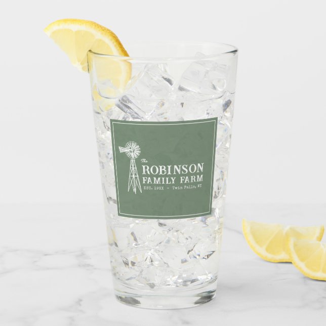 Grönten Family Namn Farm Rustic Kvarn Sage Glaskopp (Framsida Ice)