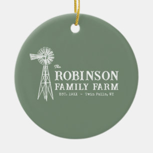 Grönten Family Namn Farm Rustic Kvarn Sage Julgransprydnad Keramik