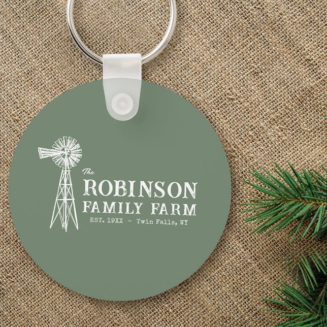 Grönten Family Namn Farm Rustic Kvarn Sage Nyckelring (Skapare uppladdad)