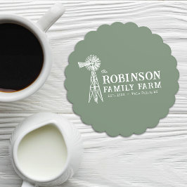 Grönten Family Namn Farm Rustic Kvarn Sage Underlägg Papper