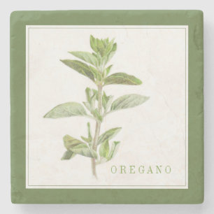 GRÖNTEN FÄRSK OREGANO Marble Stone Underlägg (+tex