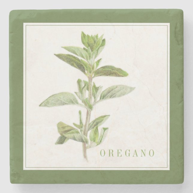 GRÖNTEN FÄRSK OREGANO Marble Stone Underlägg (+tex (Framsidan)