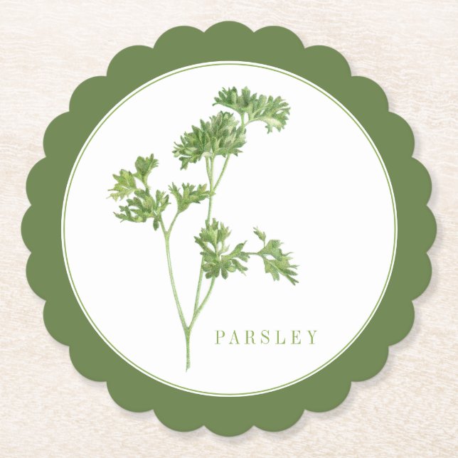 GRÖNTEN FÄRSK PARSLEY Scallop Round Underlägg (+te Papper (Framsida)