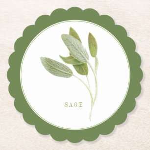 GRÖNTEN FÄRSKT Scalloped Round Underlägg (+text) Papper