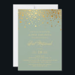 Grönten Faux guldfoil Confetti Sage Bat mitzvah Inbjudningar<br><div class="desc">Inbjudan familj och vänner till din dotters Bat mitzvah med elegantens inbjudan guld och terracotta. Den har faux guld konetti-punkter och ett elegant-skript. Anpassa genom att lägga till information om namn,  datum,  tid,  plats och andra händelser. Matchande objekt är tillgängliga.</div>