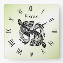 Grönten Fisk Zodiac Clock romerska siffror