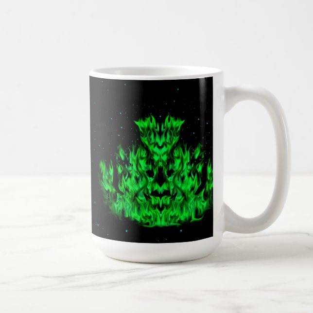 Grönten Flame Monster i Starlight Himlar Kaffemugg (Höger)