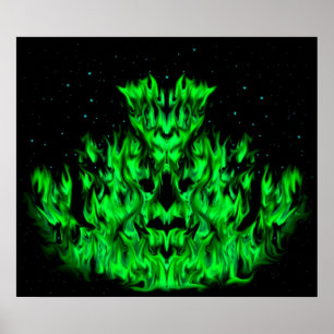 Grönten Flame Monster i Starlight Himlar Poster