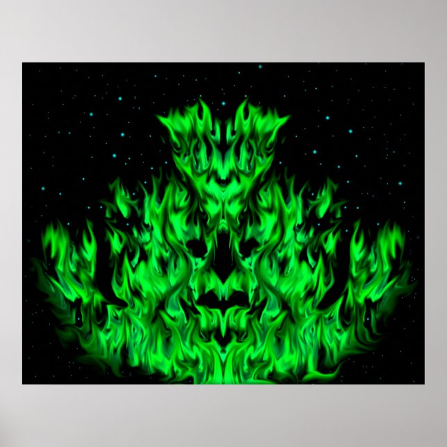 Grönten Flame Monster i Starlight Himlar Poster (Framsidan)