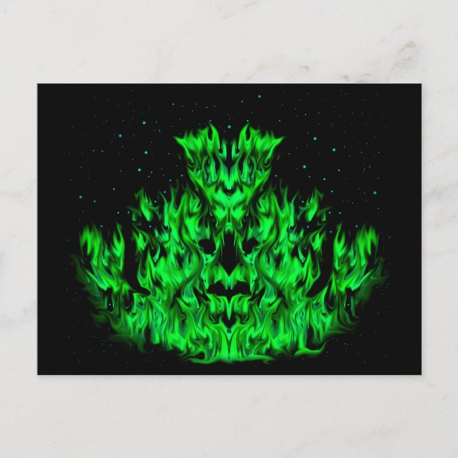 Grönten Flame Monster i Starlight Himlar Vykort (Framsida)