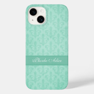 Grönten Fleur de Lis damask mint