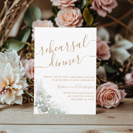 Grönten Foliage Guld skript Bröllop Inbjudningar