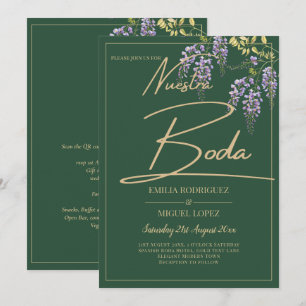 Grönten för all-i-ett-WISTERIA-Guld- BODA Inbjudningar