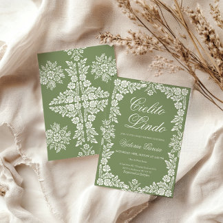 Grönten för babykläder för Cielito Lindo Sage Inbjudningar