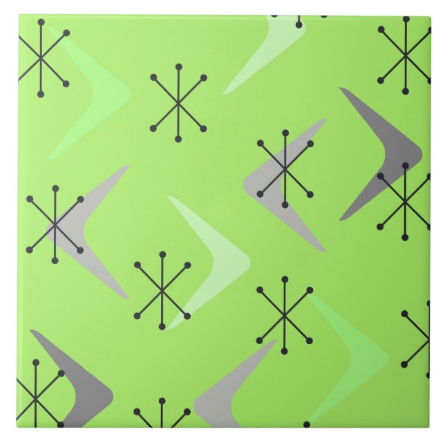 Grönten för Bomerangs Starbursts i mitten av århun Kakelplatta (Framsidan)