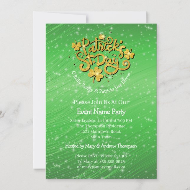Grönten för ditt namnmeddelande St patricks day Sh Inbjudningar (Framsida)