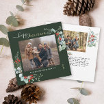 Grönten för Elegant av botaniskt grönt vattenfärgs Julkort<br><div class="desc">Du kommer att kärlek dessa vackra julkort! De har botaniska vattenfärgsarrangemang med mistletoe,  gräs grenar,  bär och spädbarn andedräkt.</div>