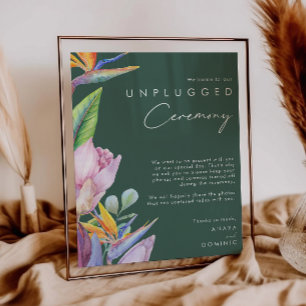 Grönten för färgfull tropisk Blommigt utan pluggat Poster
