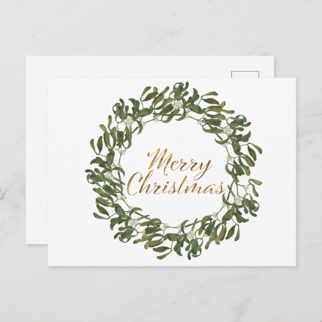 Grönten för julandeperioden och God jul Vykort (Fram/baksida)