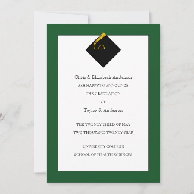 Grönten för meddelande om studenten inbjudningar (Framsida)