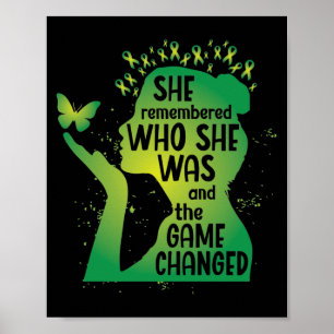Grönten för psykisk hälsa Ribbon Butterfly Poster