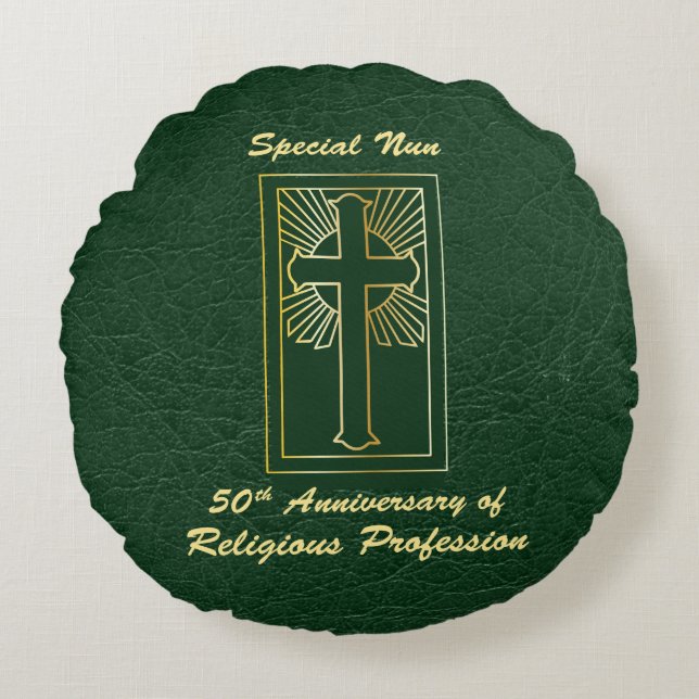 Grönten för Religiösans yrkeskunnighet, 50-årsdag Rund Kudde (Framsidan)