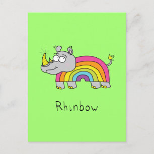 Grönten för Rhinbow Rhino Rainbow Postcard Vykort